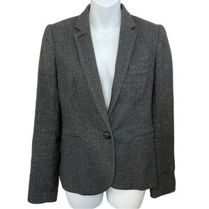 Aritzia Babaton Grey Fine Herringbone Wool Silk Blend Blazer